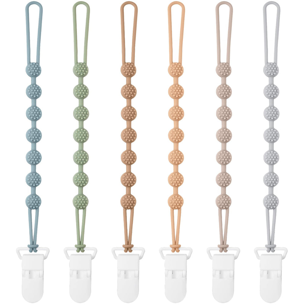 Eascrozn one-piece design pacifier clip securely attached to baby clothing