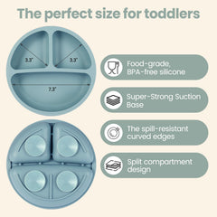 Eascrozn baby plates with divided compartments for portion control.