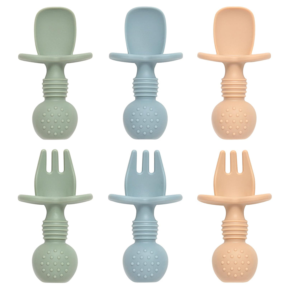 Eascrozn baby spoons and forks set six-pack for self-feeding confidence