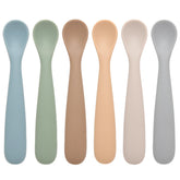 Eascrozn baby spoons six-pack in color variety for independent self-feeding practice.