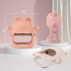 Eascrozn teething mitten inner grip bar helps babies hold securely during play