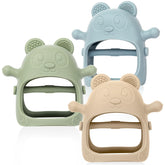 Eascrozn baby teething mitten set in varied colors for soothing chewing and easy grip.