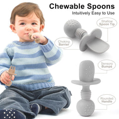 Eascrozn toddler forks with safety barrier for gentle bites