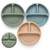 Eascrozn toddler plates 3-pack with suction bottom keep meals in place on smooth surfaces.