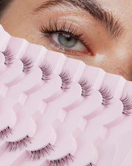 Easeful Half Lashes: clear band corner view for secure, comfortable wear.