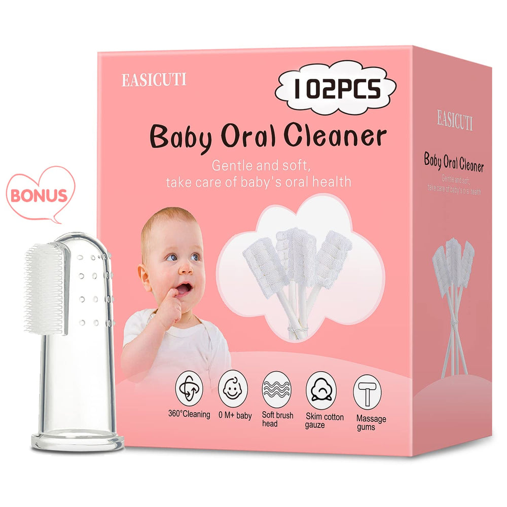 EASICUTI 102pcs baby tongue cleaner set for gentle daily oral care.