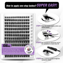 EASITENSION packaging sleek box containing 156 pre-bonded lash clusters
