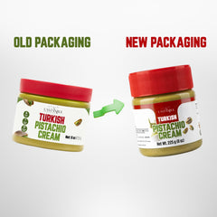 Eastanbul Pistachio Cream ingredients label featuring Antep pistachios.