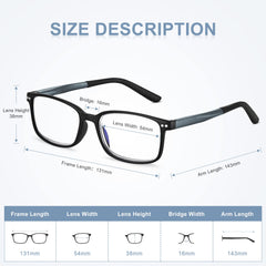 Easy Read TR90 rectangular frame with adjustable temples close up.