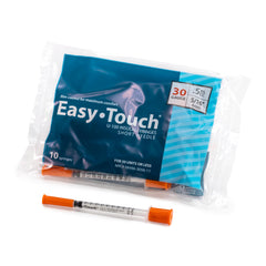 Easy Touch insulin syringe protects sterility with secure polybag protection