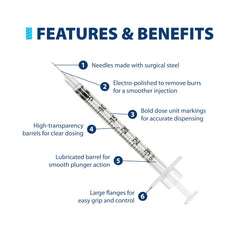 Easy Touch surgical steel needle with film coating for a smooth experience.