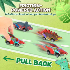 EASYFUN Stegosaurus pull-back car encourages tactile exploration and fast rolling