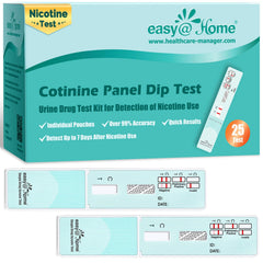 Easy@Home nicotine urine test kit packaging for at-home screening convenience.