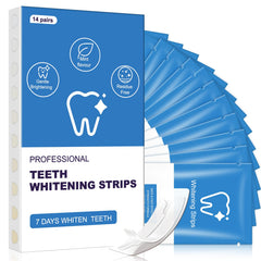 Eat Your Drink Teeth Whitening Strip packaging shows a peroxide-free whitening kit for at-home use.