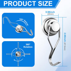E BAVITE swivel magnetic hook showing 360-degree rotation for easy access.