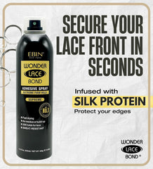 EBIN NEW YORK Wonder Lace Bond Spray shows quick-dry action for secure wear.