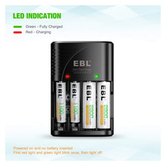 EBL charges 9V Ni-MH/Ni-CD batteries individually for flexibility