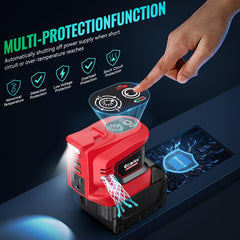 Ecarke 200W inverter showing AC outlet for on-the-go device charging.