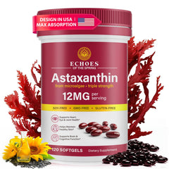 Echoes of the Spring astaxanthin softgels bottle for daily antioxidant support