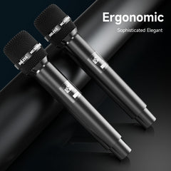 ECHOMUSSY wireless microphone in plug-and-play setup with speakers for instant use.