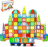 EchoPlan magnetic tiles 130pcs set arranged for colorful building play and creativity.
