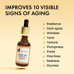 Eclat Skincare Vitamin C Serum drops on hand suggest quick absorption