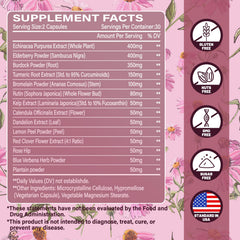 Packaging box for Ecliptron Lymphatic Drainage highlighting vegan, non-GMO features