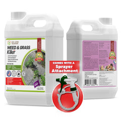 Eco Garden Pro Weed Killer bottle shown for safe, effective lawn and driveway weed control.