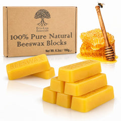 Eco Lux 8 Yellow Beeswax blocks pack shows natural purity for DIY candles and skincare.