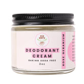 Eco Roots deodorant jar with Rose Geranium scent for all-day freshness