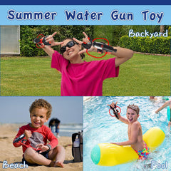 econoLED Beach party scene with kids enjoying water battles.