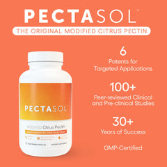 EcoNugenics PectaSol MCP bottle label closeup emphasizes purity and GMP standards