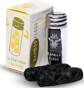 ECO ROOTS natural bamboo dental floss in glass jar for refillable use