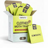 ECOTASTIC clothes moth traps close-up showing strong adhesive for fabrics protection.