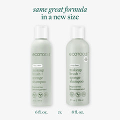 EcoTools bottle with pump-cap demonstrates easy dispensing for brushes and sponges.