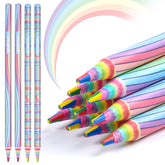 ECOTREE rainbow pencils 12-pack front view, vibrant colors for coloring projects.