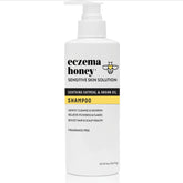 Eczema Honey Nourishing Shampoo bottle pour showing gentle scalp care