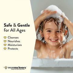Eczema Honey Nourishing Shampoo scalp care close-up with argan oil hydration