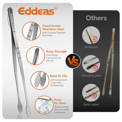 Eddeas kitchen tweezers 8-inch, compact for quick grabbing during cooking.