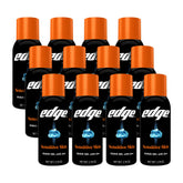 Edge Sensitive Shaving Gel bottle in a 12-pack, highlighting aloe for smoother shaving.