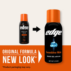 Close-up of Edge shaving gel texture showing creamy lather for comfortable razor glide.