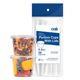 EDI clear disposable cups with leakproof lids, ideal for take-away sauces.