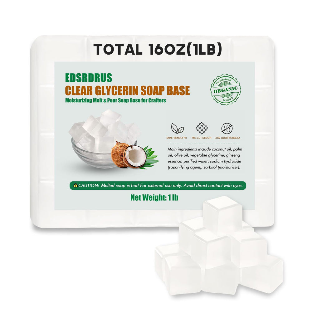 EDSRDRUS unscented glycerin soap base cubes for precise portions and easy melt-and-pour.