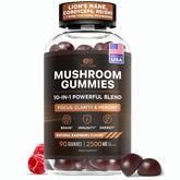 Effective Nutra Mushroom Gummies bottle showing 2500mg blend for focus.