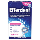 Efferdent Complete Clean tablets in a box for daily denture and retainer cleaning.