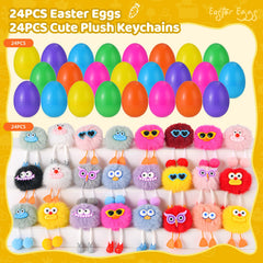 EFLSJIO Easter eggs with soft plush charms for kid-friendly celebrations.
