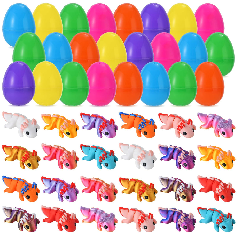 EFLSJIO 24-pack Easter eggs with axolotl figurines for festive hunts