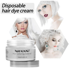 EFLY Hair Wax Color White drying process shows fast setting with a hair dryer.