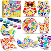 EggSun sunflower stepping stone painted for outdoor garden display