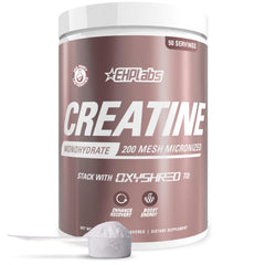 EHP Labs CREA-8 tub front with unflavored creatine powder for versatile mixing.